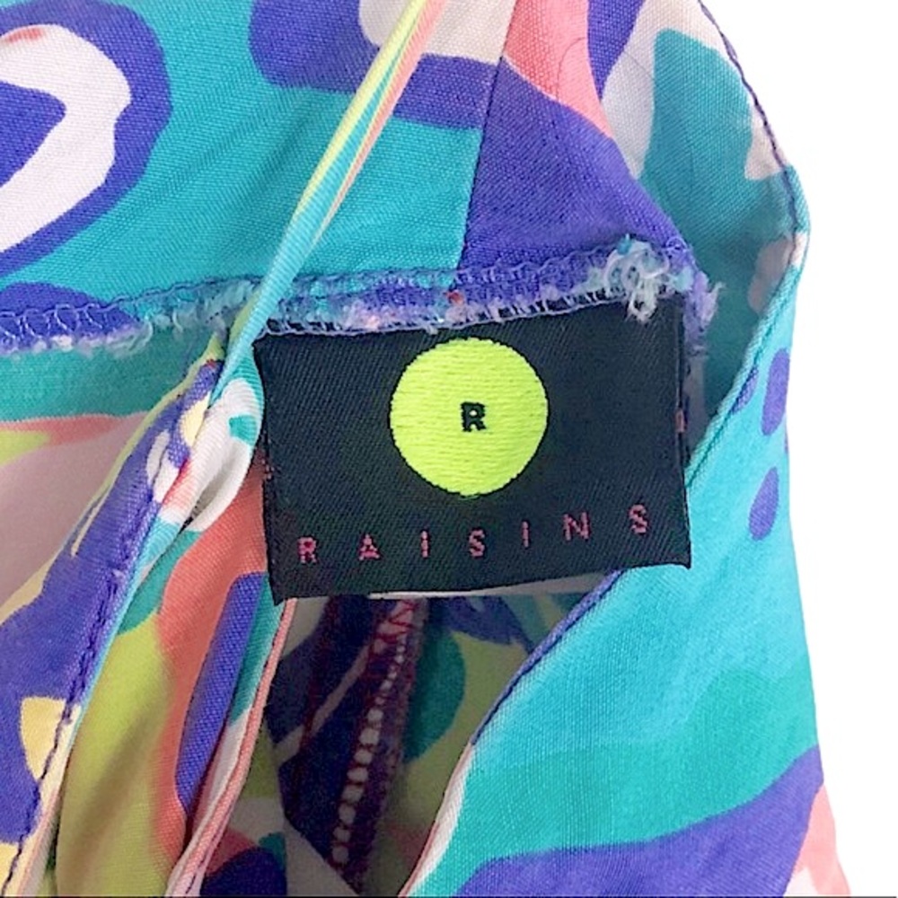 VINTAGE Y2K Multicolor Psychedelic Postmodern Print Rayon Mini Slip Dress - Picture 7 of 7